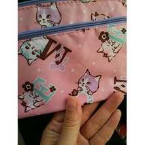Borsa e custodia cosmetica con cerniera con gatto pastello w - Product Image 1