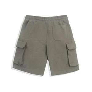 Shorts cargo en coton pour homme, couleur unie, taille à cordon, coupe mi-haute, décontractés, avec poches, en tissu tissé respirant - Product Image 5
