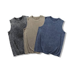 Camiseta sin mangas para hombre, 100% algodón lavado, transpirable, anti-pilling, personalizable, de alta calidad, para fitness, MOQ bajo - Product Image 4