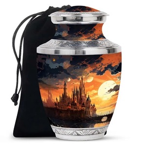 Urna Funeraria Negra con Diseño de Pantano Iluminado por la Luna para Cenizas de Adultos, Urna Conmemorativa de Gran Tamaño de Aluminio con Tapa Metálica - Product Image 6