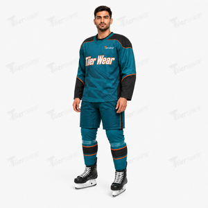 Uniforme de hockey sur glace unisexe, style gardien de but, respirant, léger, tissu polyester extensible, jersey de hockey à manches longues, athlétique - Product Image 2