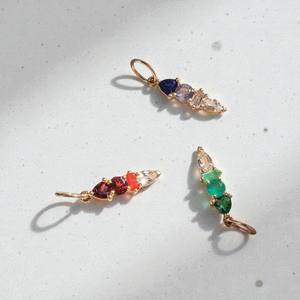 Pendentif en pierre précieuse de quartz péridot, taille baguette et poire - Bijou en argent 925 pour la création de colliers et bracelets - Product Image 4