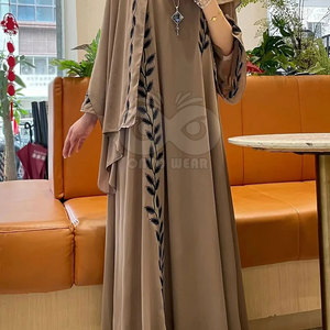 Abaya para mujer estilo Dubái, manga larga, holgada, vestido maxi musulmán, ropa islámica modesta para mujer, logotipo personalizado OEM ODM - Product Image 4