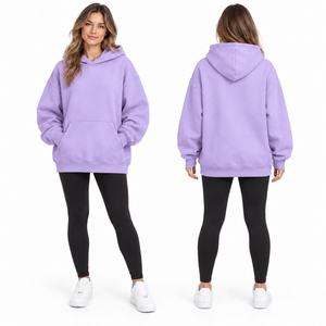Women's Oversized Black Hooded Sweatshirt Long Sleeve Solid Color Fleece Pocket Design Autumn Casual Wear - Product Image 4