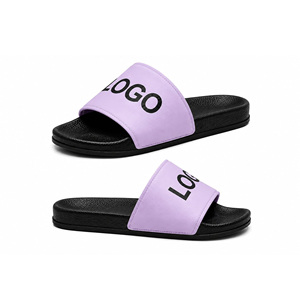 Custom Purple Logo EVA Breathable PU Lining Buckle Slide <b>Sandals</b> | Unisex Anti-Slip Beach <b>Pool</b> Slippers - Product Image 1