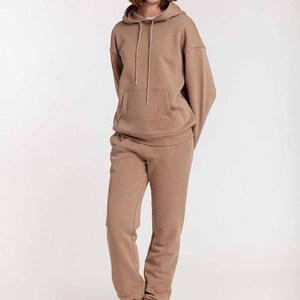 ชุดวอร์มมีฮู้ดแบบ unisex แขนยาว สีพื้น กางเกงจ็อกเกอร์ลำลอง มีกระเป๋าข้าง เอวยางยืด ผ้าฝ้ายน้ำหนักเบา สำหรับฤดูหนาว - Product Image 1