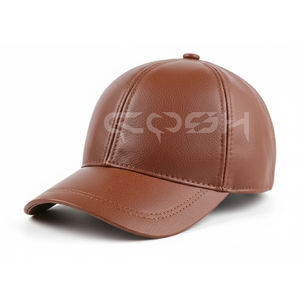 Casquette de baseball en cuir marron uni - Product Image 2