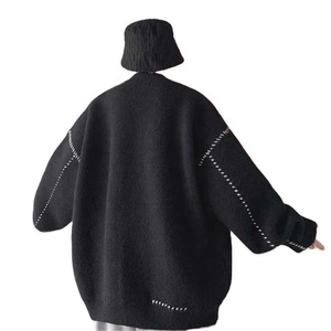 เสื้อคาร์ดิแกนผู้ชายแบบเรียบ คอวี ไหล่ตก ติดกระดุม กันยับ เนื้อหนา อุ่น สำหรับฤดูหนาว ทำจากผ้าขนสัตว์/ไนลอน - Product Image 5