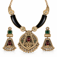 Ensemble de colliers et boucles d'oreilles de mariage et de fiançailles en laiton plaqué or, oxydé argenté, avec zircon serti en forme de cœur, style bohème, pour commande en gros