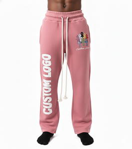 Men's Customized Cotton Formal Sweatpants Elastic Waist Zipper Fly Side Pockets Midweight Knitted Autumn Wear Eco-Friendly - Product Image 2