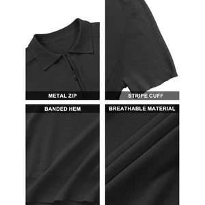 2025 Polos de punto con cremallera y manga corta para hombre, jersey de Golf de ajuste clásico informal - Product Image 4