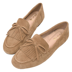 Ann'S Genuine Leather Tassel Loafers Suede Moccasin Flats Fringe Slip on Brown Preppy Arch <b>Support</b> Casual Shoes All Seasons - Product Image 1