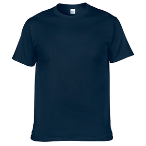 Camiseta de Algodón para Hombre, Corte Regular, Color Azul Marino, Manga Corta, Cuello Redondo, Estilo Casual, Diseño Liso, Ecológica, con Logotipo Frontal, Tejido Jersey - Product Image 1