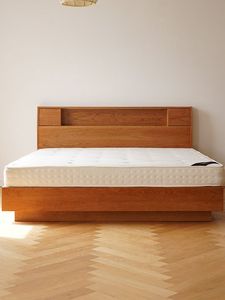 Modern Mid-Century Platform <b>Bed</b> <b>with</b> <b>Storage</b> Headboard - Product Image 1