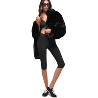 Manteau en fausse fourrure écologique pour femme, épais et chaud, à manches régulières, patchwork, col en V, coupe ajustée, vêtement d'extérieur de luxe pour l'hiver, manches longues