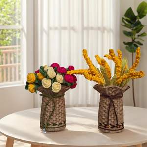 Florero de Yute Natural Hecho a Mano – Portaflores Decorativo Sostenible para Decoración de Interiores y Hogar - Product Image 1