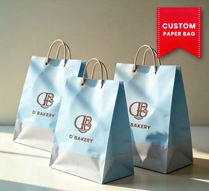 Sacs en papier kraft personnalisés pour boulangerie à emporter, sacs d'emballage imprimés pour boulangerie, sacs en papier durables pour services alimentaires - Product Image 1