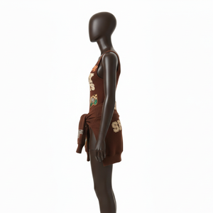 ชุดอาบน้ำผ้าโพลีเอสเตอร์ผสมสแปนเด็กซ์เนื้อนุ่ม ระบายอากาศได้ดี 220 GSM สีน้ำตาล พร้อมปักโลโก้ตามสั่ง สำหรับผู้หญิง - Product Image 2