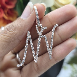 Colgante de Letra con Moissanita VVS Chapado en Rodio y Piedras Redondas de Corte Brillante Engastadas con Garras, Colgante Unisex de Lujo - Product Image 5