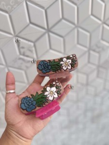 Pinzas para el Cabello de Cuero con Diseño Floral, Hechas a Mano, Estilo Vintage, Elegantes, de Cuero Genuino, para Uso Diario, Accesorios para el Cabello de Mujer - Product Image 1