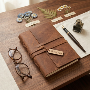 Diario de Papel Hecho a Mano con Cubierta de Cuero Tostado Premium |   Diario con Cubierta de Cuero Estilo Vintage |   Cuaderno de escritura |   Diario de Regalo 2026 - Product Image 4