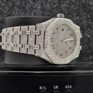 Montre de luxe en acier inoxydable, mouvement automatique, verre saphir, VVS1 Bussdown Moissanite Iced Out pour hommes avec boîte - Product Image 2