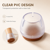 Vente en gros de protège-pieds de chaise en PVC transparent de 30 mm, protège-pieds ronds pour meubles