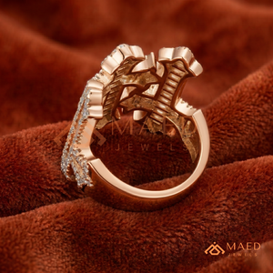 Luxury Rose Gold <b>Statement</b> <b>Ring</b> - Men's Iced Out Square <b>Ring</b> Pink Gold Hip Hop Bling Jewellery Supplier - Product Image 2