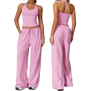 Conjunto Deportivo de Yoga para Mujer, con Logotipo Frontal, Tacto Suave, 2 Piezas, Secado Rápido, Transpirable, Personalizable, Cintura Elástica, Ropa Deportiva sin Costuras - Product Image 3
