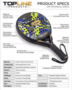 Ensemble de raquettes de padel professionnelles, raquette de plage personnalisée avec grip en fibre de caoutchouc et mousse EVA pour le beach tennis - Product Image 3