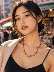 Natural Crochet Glass Bead Women's Colorful Beaded <b>Necklace</b> Trendy <b>Statement</b> Jewelry for Casual Wear Wholesale Factory Price - Product Image 2