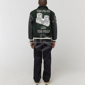 2026 Hot Selling Custom Embroidery Canvas Sleeve Waterproof Breathable Eco-Friendly High Street Style <b>Varsity</b> <b>Jacket</b> for <b>Men</b> - Product Image 6
