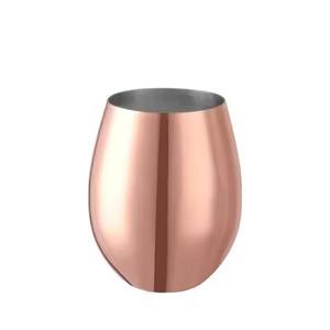 Gobelet à boire en cuivre uni avec bord large et ouvert, paroi droite, fond étroit, surface lisse, simple, en métal, pour la salle à manger - Product Image 3
