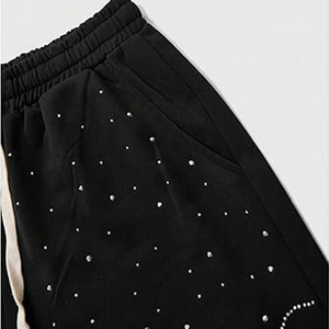 ODM OEM Men’s Rhinestone Sweatpants <b>Rainbow</b> Spray Raw Edge Straight Leg Hip Hop Streetwear Jogger Pants Custom <b>Trousers</b> - Product Image 2