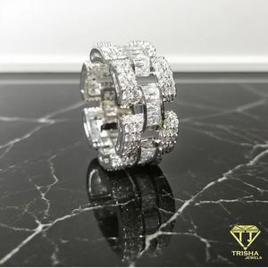Bracelet de luxe à maillons épais avec diamants Moissanite taille baguette, entièrement serti, style Hip Hop Rapper - Product Image 4