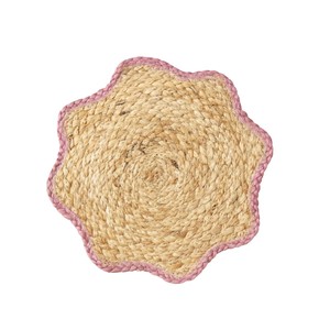 Natural Rustic Water Hyacinth <b>Placemat</b> <b>for</b> Dining <b>Table</b> Scalloped Woven Charger <b>for</b> Wedding Decoration by Vietnamese Artisans - Product Image 1