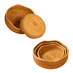 Premium Eco-friendly Handmade Wicker <b>BREAD</b> RATTAN <b>BASKET</b> / TRAY with Scallop Weaving Edge Natural Woven Storage <b>Basket</b> - Product Image 1