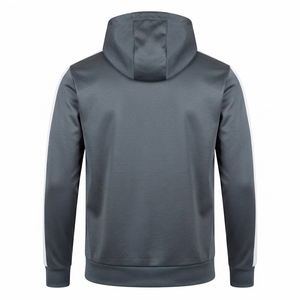 <span class=keywords><strong>Tuta</strong></span> Sportiva da Uomo Personalizzata Grigia con Cappuccio, Maniche Lunghe, Felpa e <span class=keywords><strong>Pantaloni</strong></span>, Completo Sportivo Due Pezzi con Striscia Bianca - Product Image 4