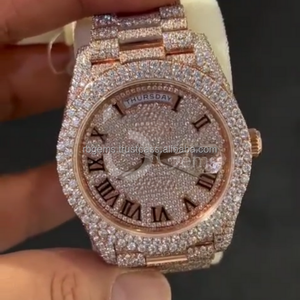 Montre en acier inoxydable à quartz Moissanite fabriquée avec bracelet Date automatique pour hommes - Product Image 3