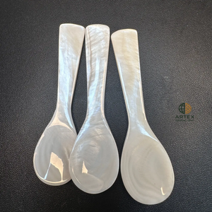 Natural White Mother of Pearl Caviar <b>Spoon</b> Handmade Eco-Friendly MOP Tableware ARTEX QUANG PHU - Product Image 6