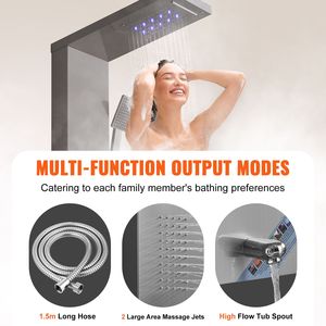 Sistema Doccia a Pioggia con 5 Modalità, Luci LED, 2 Getti Idromassaggio e Doccetta Manuale - Product Image 3