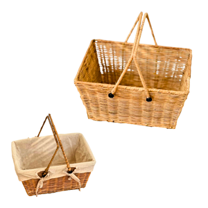 Panier de rangement en rotin écologique avec cadre métallique renforcé, intérieur en coton, idéal pour offrir en cadeau - Product Image 1