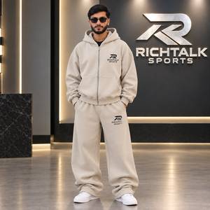 Men's <b>Oversize</b> Zipper Tracksuit Set Hooded Casual <b>Joggers</b> With Side Pockets Autumn Wear 100% Cotton - Product Image 4