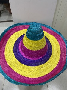 Sombrero de Paja Natural Bordado Mexicano, a Rayas, Unisex, para Adultos, Casual, para Ciclismo, Cinco de Mayo, Festivales, Fiestas, Eventos, Decoración - Product Image 1