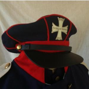 Casquette de terrain du Landwehr prussien (Mütze). Il est fabriqué en 100 % laine et présente une visière et une sangle en cuir. - Product Image 4