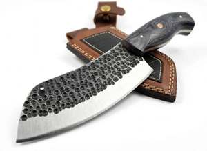 Handcrafted Forged Steel Culinary Kitchen Slicing Tool <b>Hammered</b> Dimpled Blade Wood Handle Mosaic <b>Pin</b> - Product Image 4