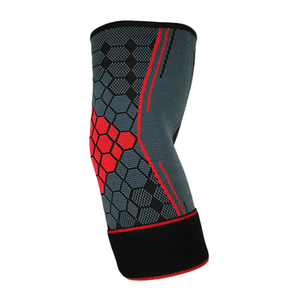 Genouillère unisexe respirante en Spandex et Polyester, manchon de compression, motif hexagonal orange et noir, à enfiler - Product Image 3