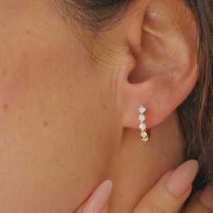 Round Asscher Cut Lab Grown Diamond Solitaire <b>Hoop</b> <b>Earring</b> 1 Ct 14K <b>Solid</b> Gold Latch Back Modern Everyday Luxury Jewelry Huggies - Product Image 4
