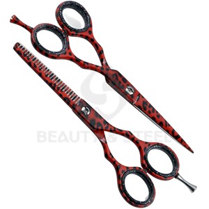 Luxury Red and Black Cheetah Salon Set Vibrant Animal Print Finish with Ergonomic Handles for Precision Styling - Product Image 1