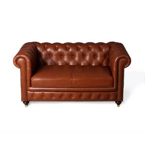 Sofá Chesterfield Vintage de Diseño Occidental de Lujo, Sofá de Cuero de Dos Plazas para Cafetería, Restaurante, Oficina, Hotel - Product Image 1